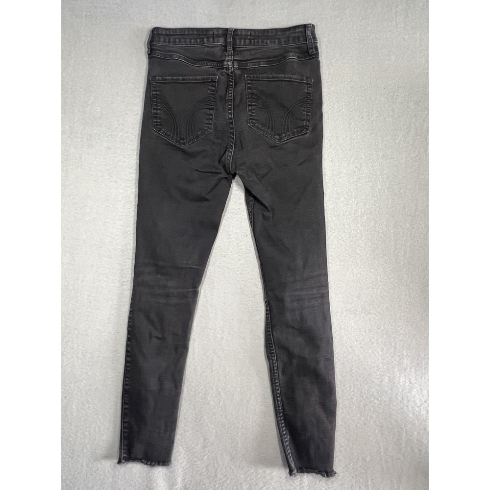 Hollister Women's Size 7 W28 High Rise Cropped Skinny Jeans Black Distressed Raw - Picture 6 of 6